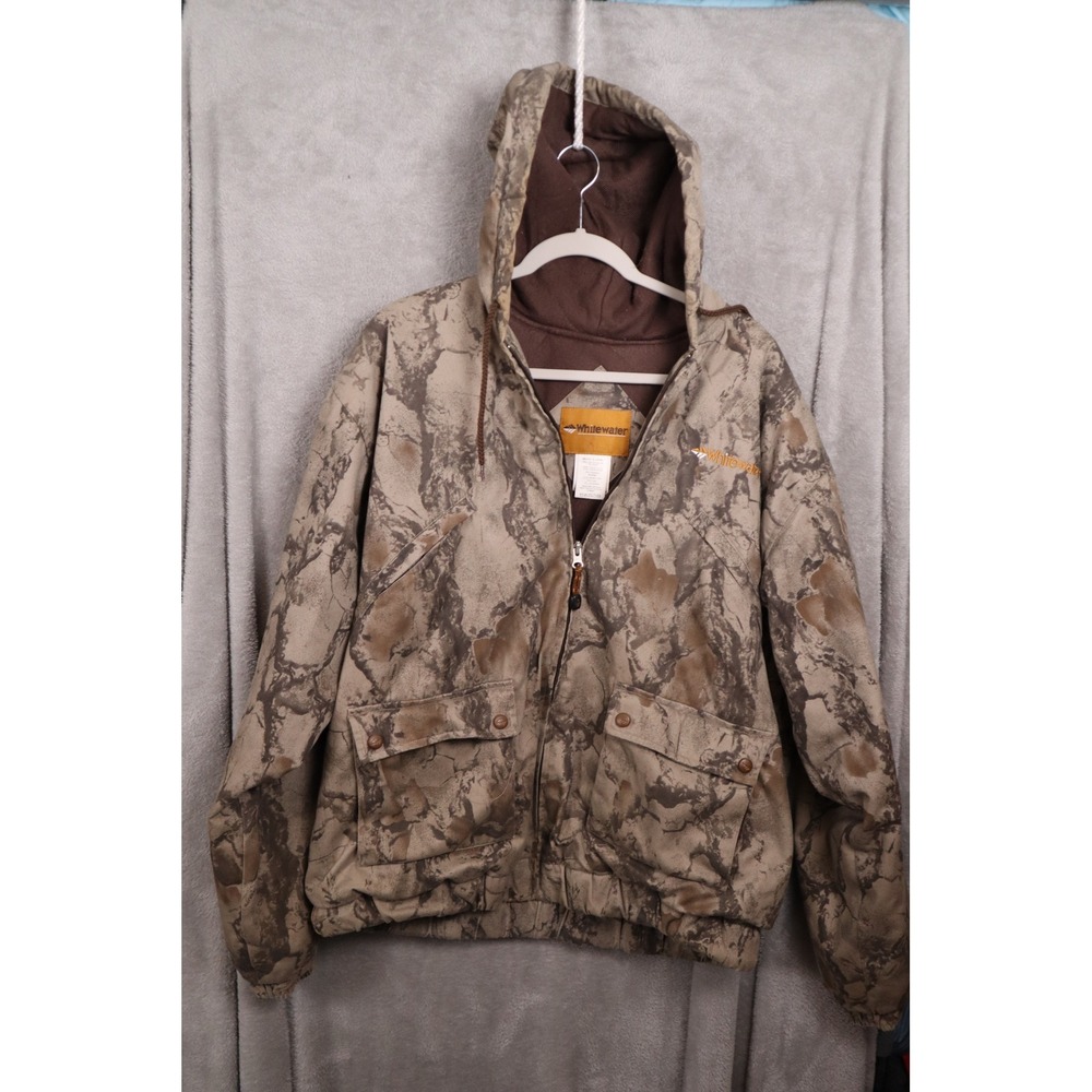 Whitewater Natural Gear Camo Hunting Jacket Mens Large Hooded Full Zip 2500